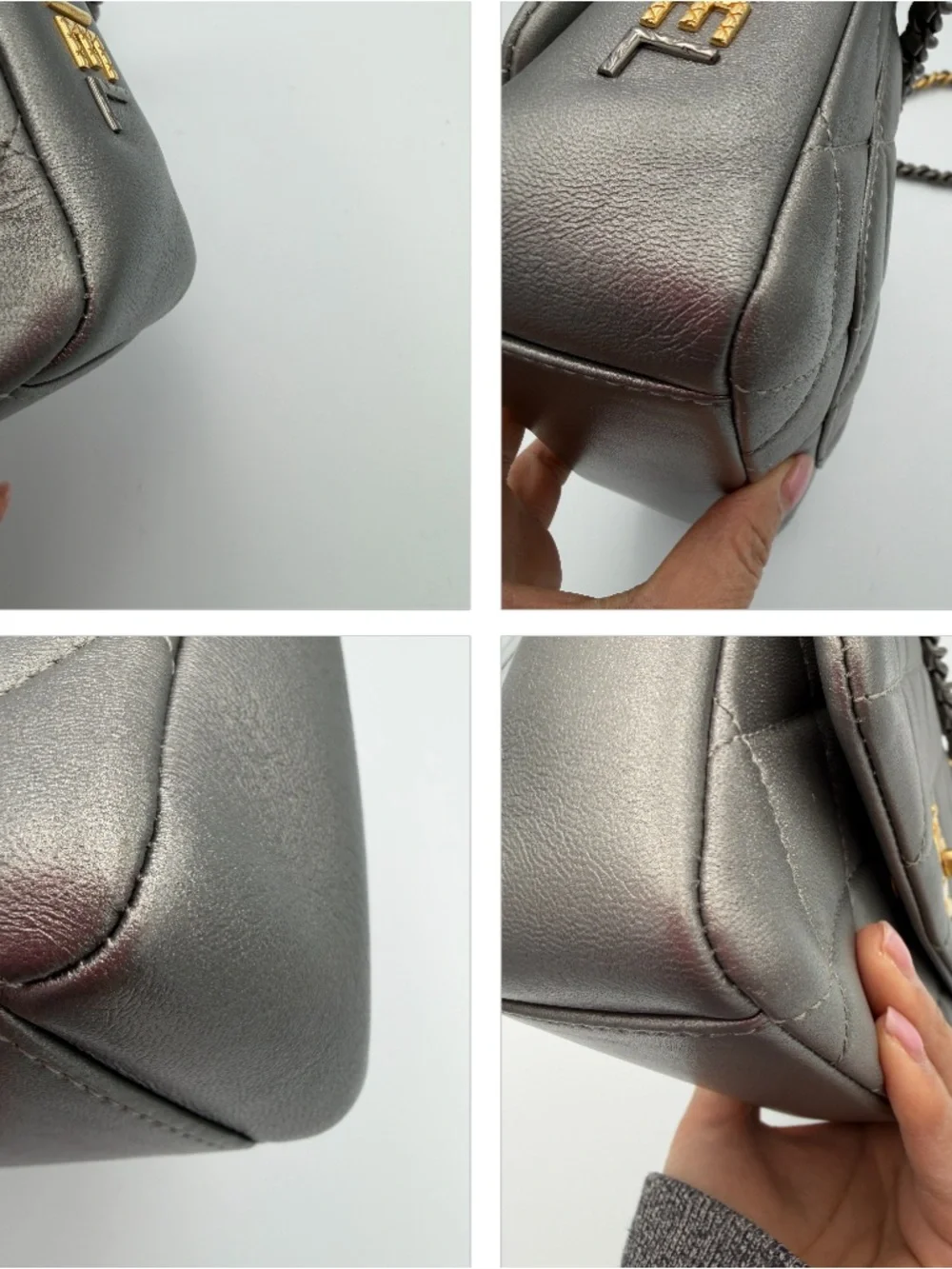 50% Off Retail CHANEL Mini Side Note Flap  W/ Handle Gray Chip 21B (ks2290as) - Picture 13 of 16